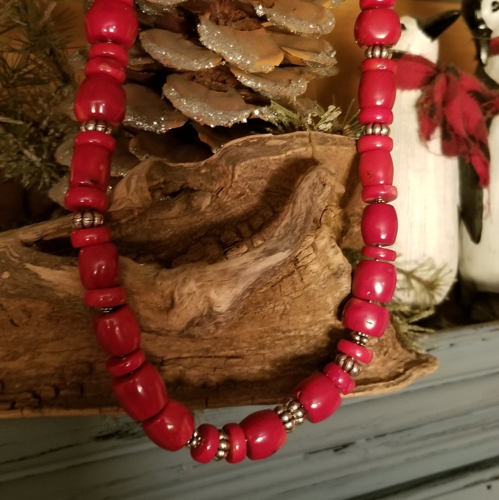 📿Red Necklace and Earrings📿
